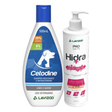 Kit Cetodine 500ml + Creme Pós Banho Para Pet Hidra+ Lavizoo