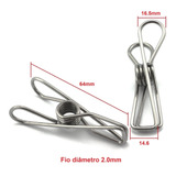 Prendedor De Roupas Inox 64mm | Kit Com 100 Unidades