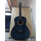Guitarra Acústica Criolla Color Azul Usado +  Estuche Negro