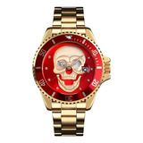 Reloj De Pulso En Acero Skmei Original Diseño Cráneo Rojo