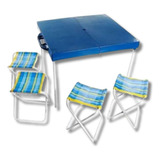 Mesa De Camping Pik Nik Plegable Con 4 Banquetas