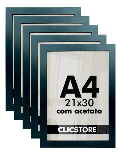 Kit 5 Molduras A4 21x30 Quadros Certificados Com Acetato