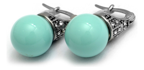 Aros Lady Di Perla Celeste 12mm De Acero Quirúrgico 