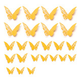 Mariposas Decorativas 3d Pared Hueco Para Hogar Dorado 24pcs