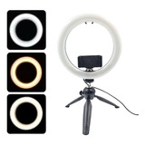 Ring Light Tripé Mesa Iluminador Luz De Led Live Selfie Make