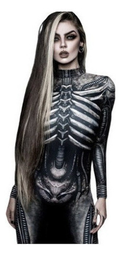 Body Con Estampado De Esqueleto Humano De Terror De Hallowee
