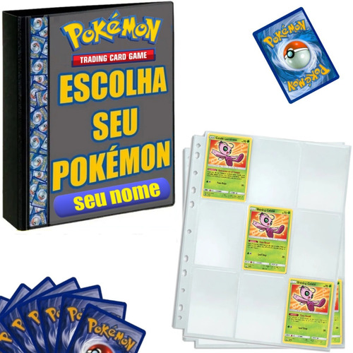 Pasta Fichário Cartas Cards Pokémon Com 10 Folhas 9 Bolsos