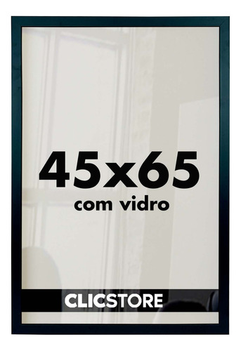 Clic Store Moldura 45x65 Quadro Decorativo Vidro Poster Cor Preto Liso