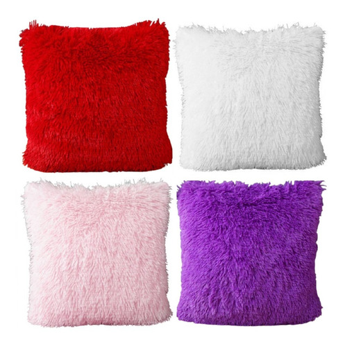 Set De 4 Cojines De Peluche Extrasuave Colores Surtido 30x30