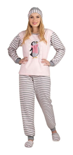 Pijama Feminino Estampado Manga Longa Moletinho Confortável
