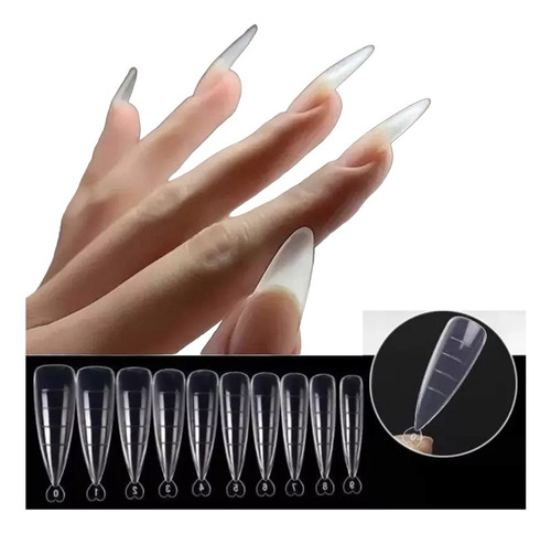 100 Cápsulas Dual Stiletto  Uñas Esculpidas Gelificadas Tips