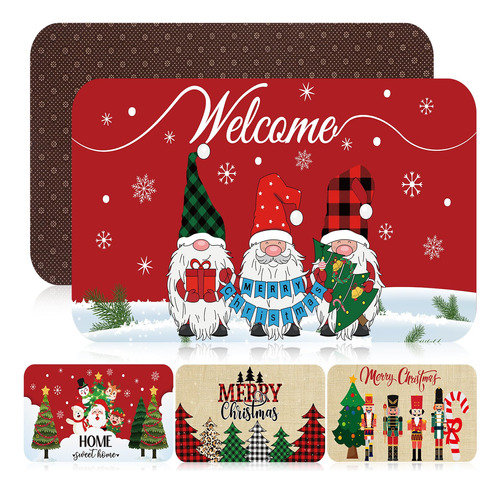 Timgle 4 Tapetes Decorativos De Bienvenida De Navidad, Para