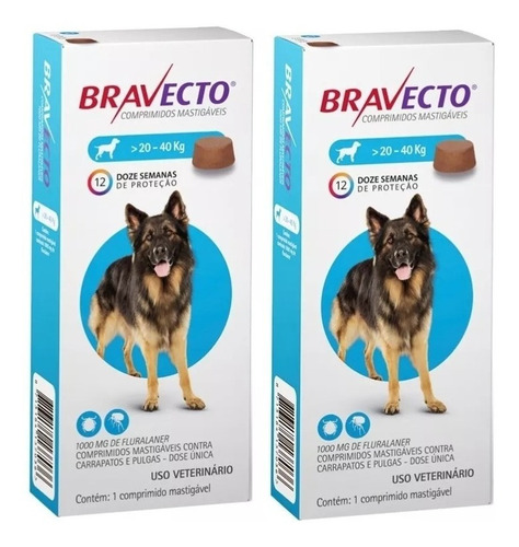 Kit 2 Bravecto Para Cães De 20 A 40 Kg