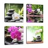 Lienzo Artístico Zen Prints Spa Decoración De Pared 4 Panele