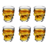 Set 6 Vaso Whisky Tequilero Mezcalero Shots Craneo Calavera Color Vidrio