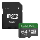 Memoria Micro Sd Gadnic 64 Gb Ultra 48 Mbs + Adaptador