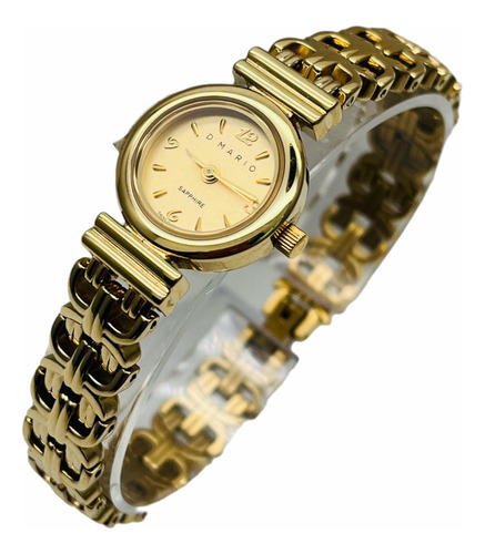 Reloj D Mario Fc1549 Dama Joya Cristal Zafiro Enchape Oro