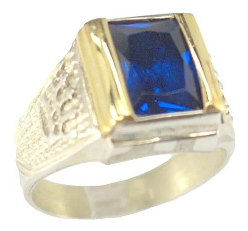 Anillo Sello Corona Plata 925 Oro 18 K Piedra Hombre Grtia.