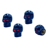 Cubre Valvulas De Llanta Calavera Azul X4