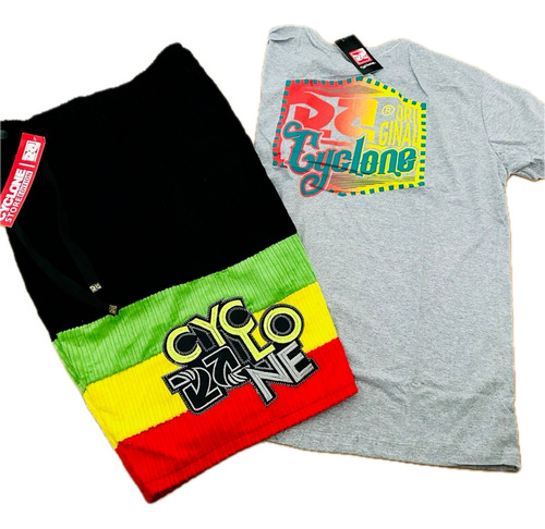Bermuda De Veludo Cyclone Reggae + Camiseta Cinza