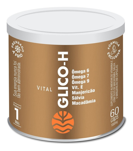 Vital Glico H Ômega 6 7 9 Vit. E Manjericão Macadâmia 60caps Sabor Sem Sabor