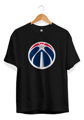 Remera Basket Nba Washington Wizards Negra Logo Simple
