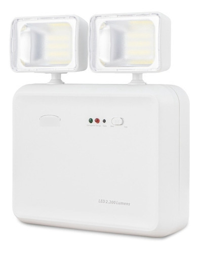 Luminária De Emergência Bloco 2 Faróis 2200 Lúmens Segurimax Cor Branco 110v/220v