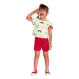 Conjunto Infantil Feminino Cropped Melancia Neon -kyly