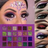 Paleta De Sombras Glitter Maquillaje Para Noche Mujer Brillo