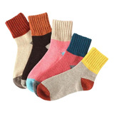 Calcetines De Invierno Colores Combinados Mujer Set 5 Pares