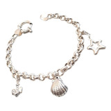 Pulsera Plata 925 Italy Caracol Estrella Ancla Pp276 