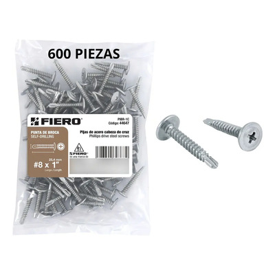 600 Pijas Punta Broca No.8 De 1'' Acero Galvanizado Fiero | MercadoLibre