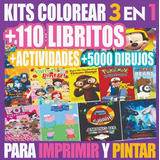 3 X 1 Kit Imprimible Libros Colorear + Dibujos + Actividades