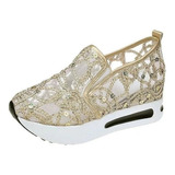 Zapatos De Encaje De Malla Blancos Para Mujer, Casual, De Ve