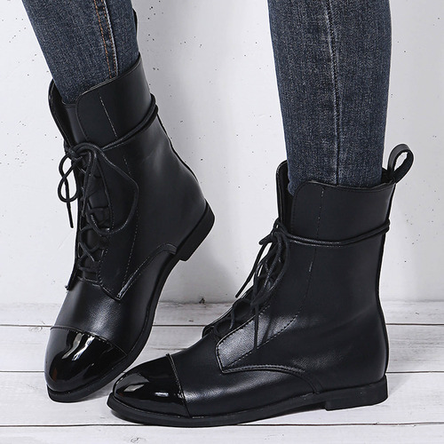 Botas Cortas Planas De Cuero Para Mujer, Estilo Retro, Suave