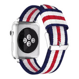 Correa De Nailon, Compatible Con Apple Watch Colores Deporte Color Azul-blanco