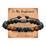 Pulsera Hombre Ojo De Tigre Piedra Natural Regalo Para Novio