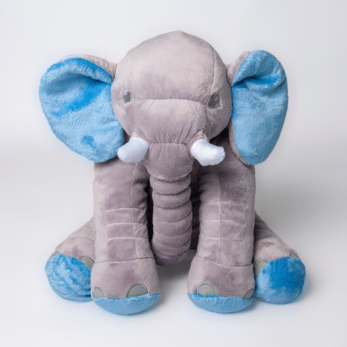 Almofada Elefante Cinza Com Rosa Travesseiro Pelúcia 62 Cm