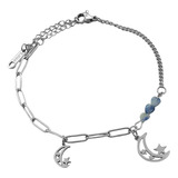 Pulsera Doble Estrella 3 Sodalita Corazones Cadena C:8243