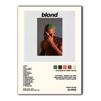 Cuadros Decorativos 85x55 Frank Ocean Álbum Music Tracklist Blonde