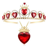 Collar Con Corona De Corazón Rojo Evie Gold Tiara