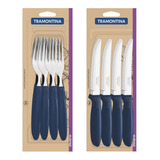 Set Cubiertos X24 Cuchillo Tenedor Tramontina Ipanema Azul 