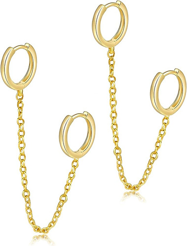 Aretes Aro Cadena S925 Aretes Cadena Oro Plata Para Mujer Do