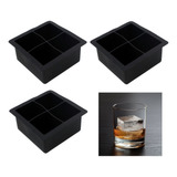 Kit 3 Forma D Silicone Gelo Cubo Grande 4 Cubos Drink Whisky