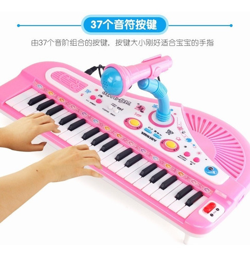 37 Teclado Piano Eléctrico Instrumento Con Micrófono Niños