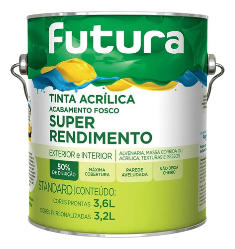 Látex Acríl Standard Super Rendimento Paredes Tetos 3,6lts | MercadoLivre