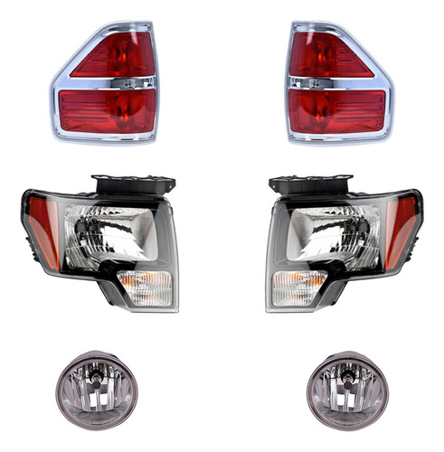 Paq 2 Calaveras + 4 Faros P/ Ford F-150 2009/2011 Depo