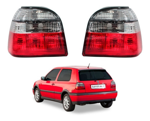 Par Calaveras Volkswagen Golf A3 1993 A 1999 Liso Bco / Rojo