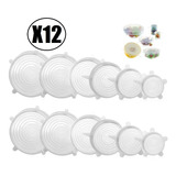 Set De 12 Tapas De Silicona Extensibles Reutilizables