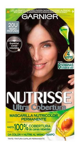 Kit Tinte Garnier  Nutrisse Coloríssimos Mascarilla Nutricolor Permanente Tono 20u Negro Profundo Para Cabello